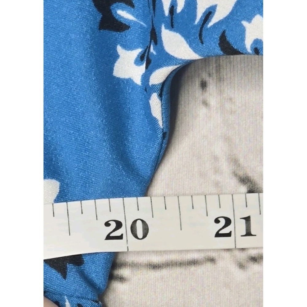 Ann Taylor Floral Summer Half Sleeve Shift Dress Size Large Petite Blue Vacation - Picture 8 of 11